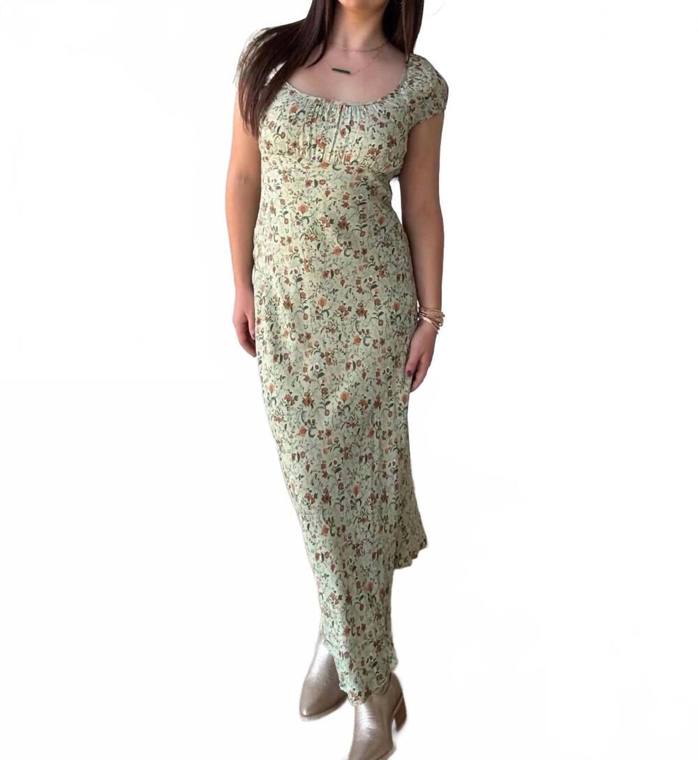 NEW BLU PEPPER scoop neck midi dress in light olive